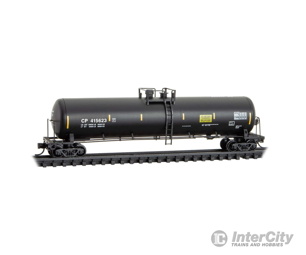 Micro Trains N 11000610 56’ General-Service Tank Car - Canadian Pacific #415623 (black yellow conspicuity marks)
