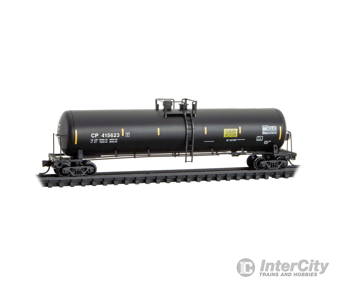 Micro Trains N 11000610 56’ General-Service Tank Car - Canadian Pacific #415623 (black yellow conspicuity marks)