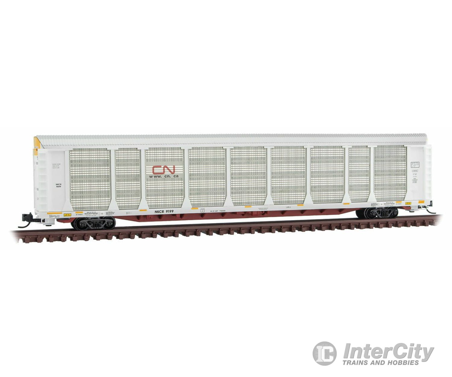 Micro Trains N 11100341 89 Tri-Level Enclosed Auto Rack - Ready To Run -- Canadiannational Nkcr 9199