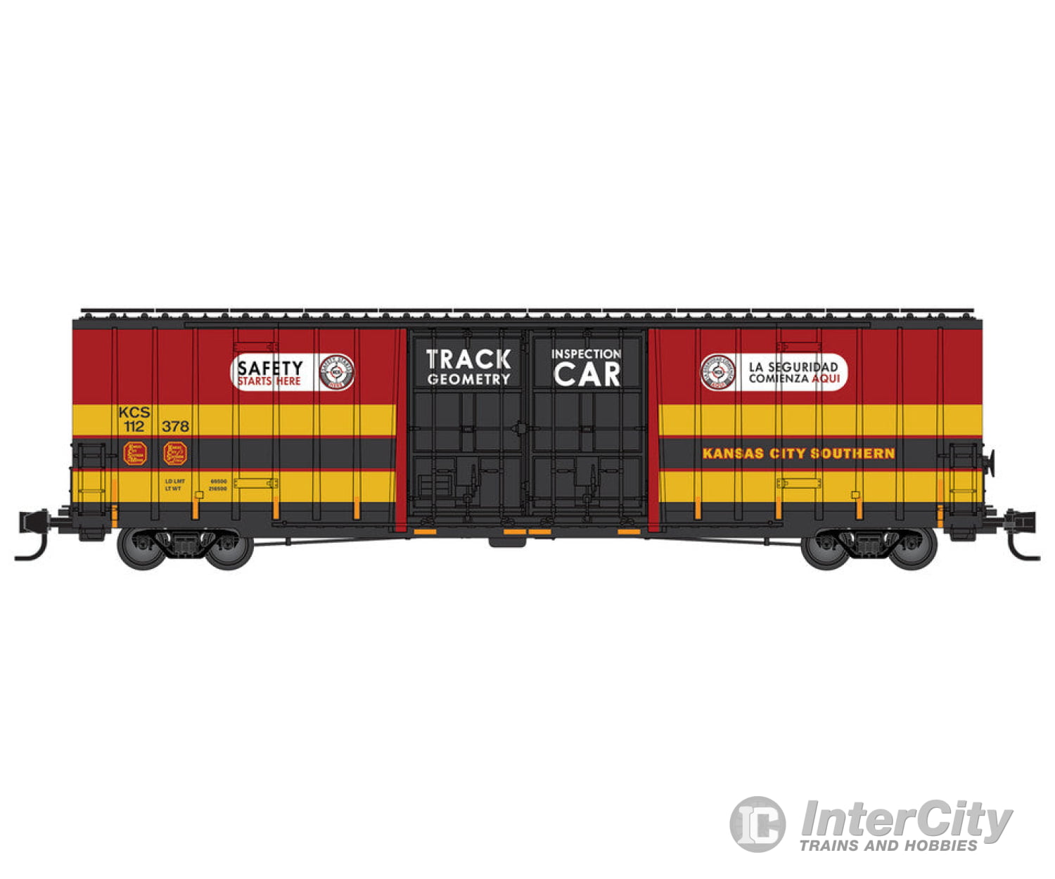 Micro Trains N 12300090 60’ Rib-Side Double Plug Door High Cube Boxcar - Kcs Track Inspection Car