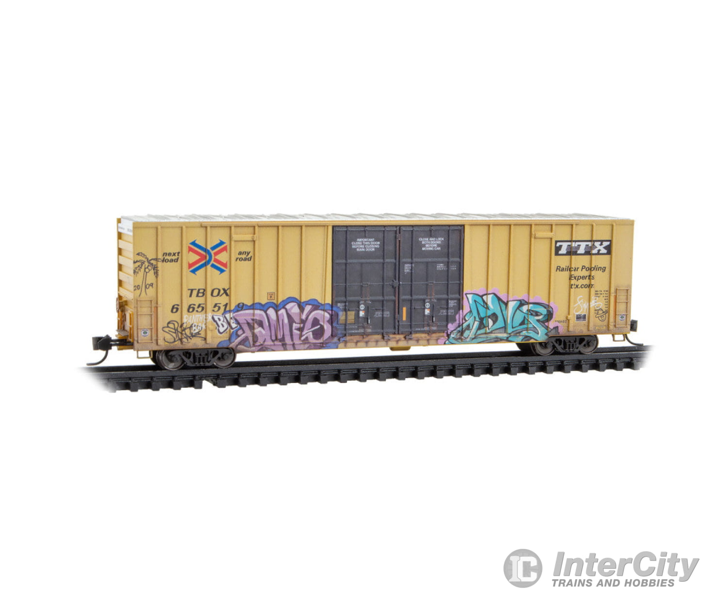 Micro Trains N 12344018 60’ Rib-Side Double-Plug-Door High-Cube Boxcar - Ready To Run Ttx Rbox