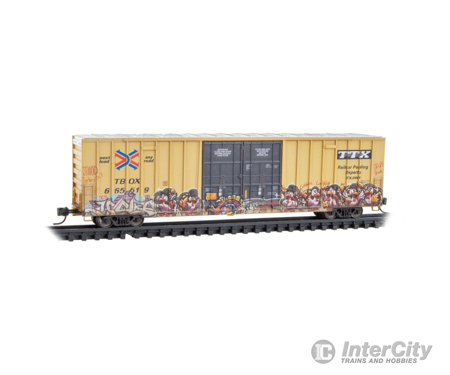 Micro Trains N 12344018 60’ Rib-Side Double-Plug-Door High-Cube Boxcar - Ready To Run Ttx Rbox