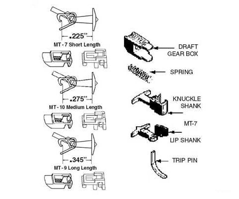 Micro Trains N 130012 Truck Mount Couplers -- T Shank .225 .57Cm (Short) 2 Pairs & Trucks