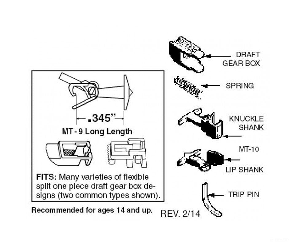 Micro Trains N 130014 Truck Mount Couplers -- T Shank .345 .88Cm (Long) 2 Pairs & Trucks