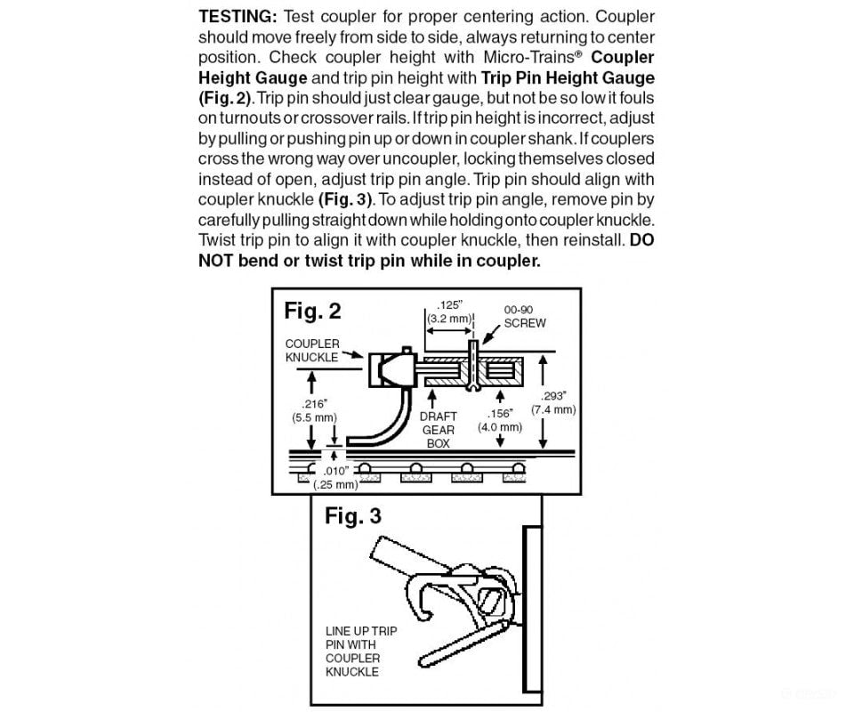 Micro Trains N 132020 Locomotive Coupler Conversion Kits -- Atlas Plymouth Wtd Switcher Couplers &