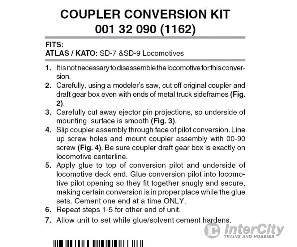 Micro Trains N 132090 Locomotive Coupler Conversion Kits W/Pilot Face -- Atlas Sd7 Or Sd9 (Black