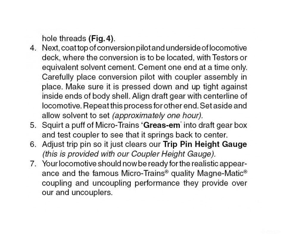 Micro Trains N 133040 Locomotive Coupler Conversion Kits W/Pilot Face -- Bachmann Dash 8-40C (Black