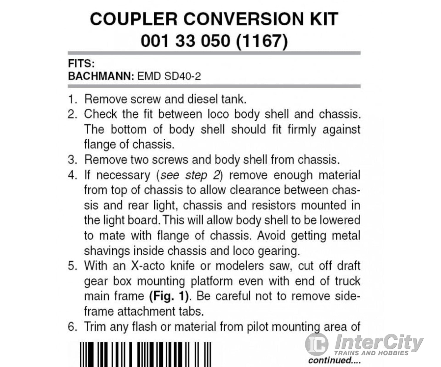 Micro Trains N 133050 Locomotive Coupler Conversion Kits W/Pilot Face -- Bachmann Sd40-2 (Front &