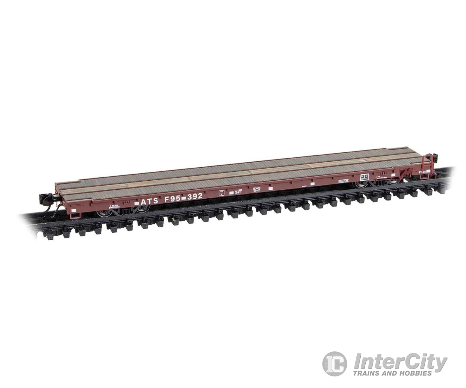 Micro Trains N 13400041 Thrall 60’ Flatcar - Ready To Run Santa Fe #95392 (Boxcar Red) Freight Cars