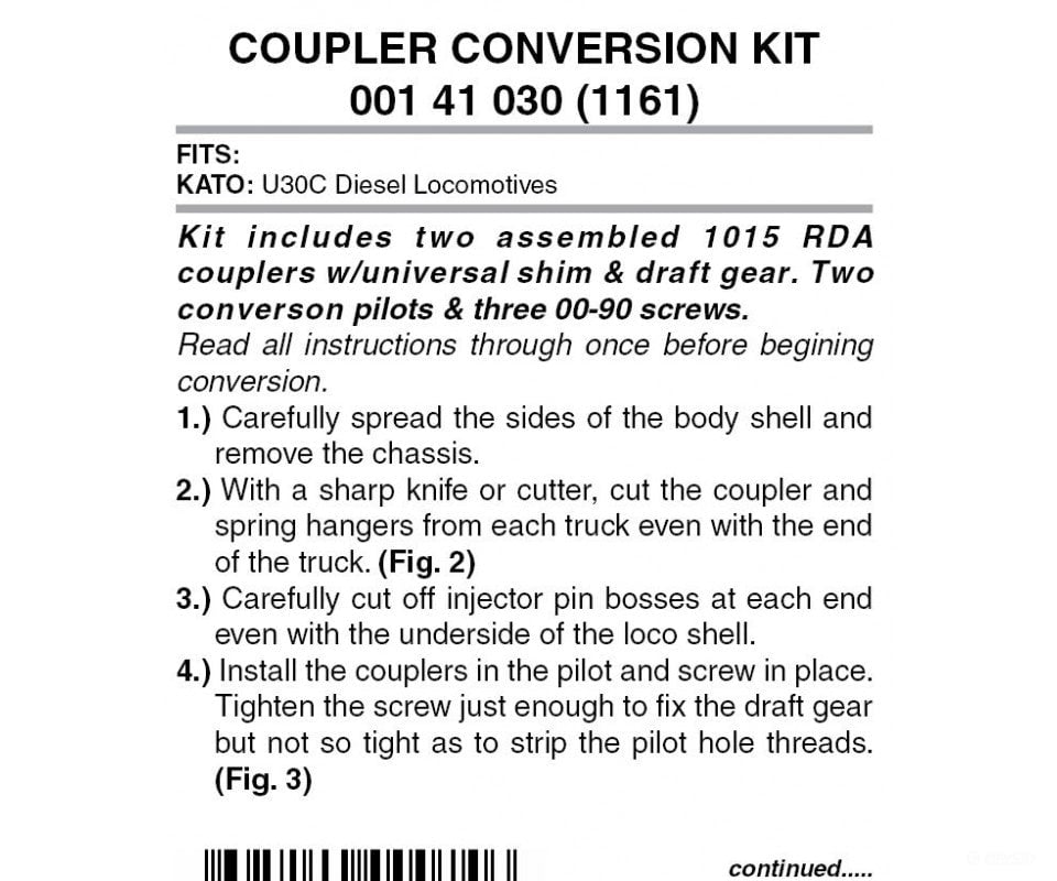 Micro Trains N 141030 Locomotive Coupler Conversion Kits W/Pilot Face -- Kato U30C Pennsylvania