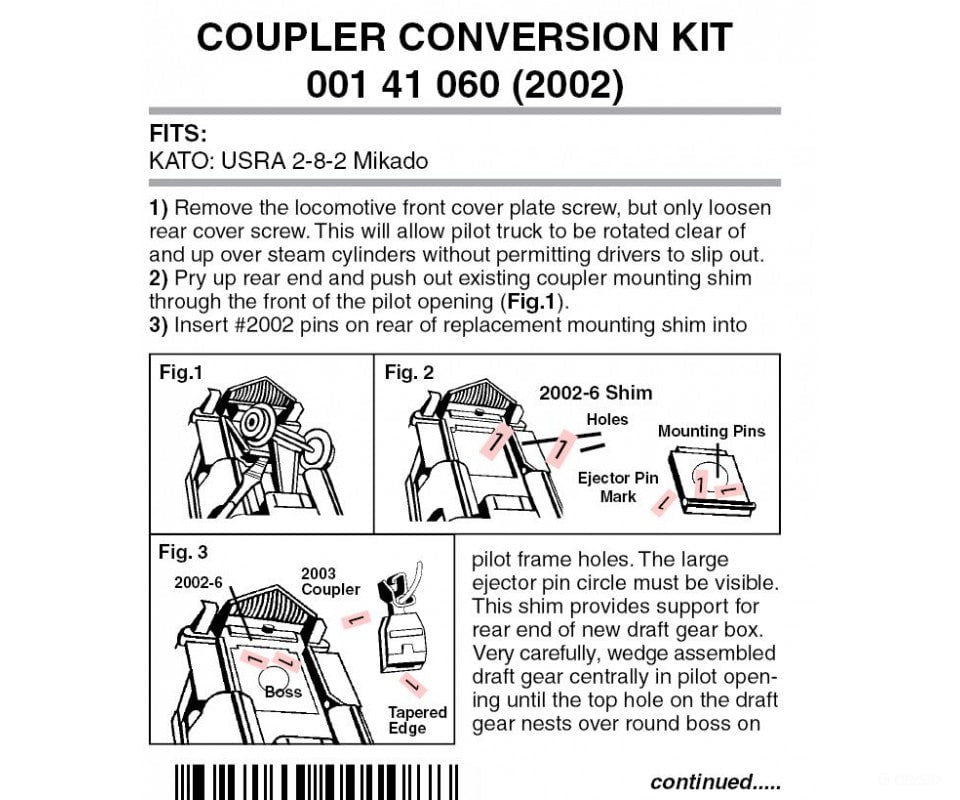 Micro Trains N 141060 Locomotive Coupler Conversion Kits -- Kato Usra 2-8-2 Mikado & Tender Couplers