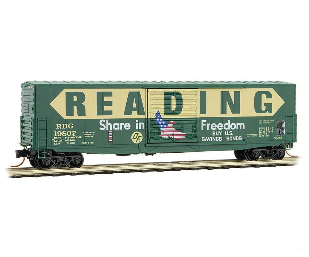 Micro Trains N 18000060 50 Boxcar W/10 Door No Roofwalk Short Ladders - Ready To Run -- Reading