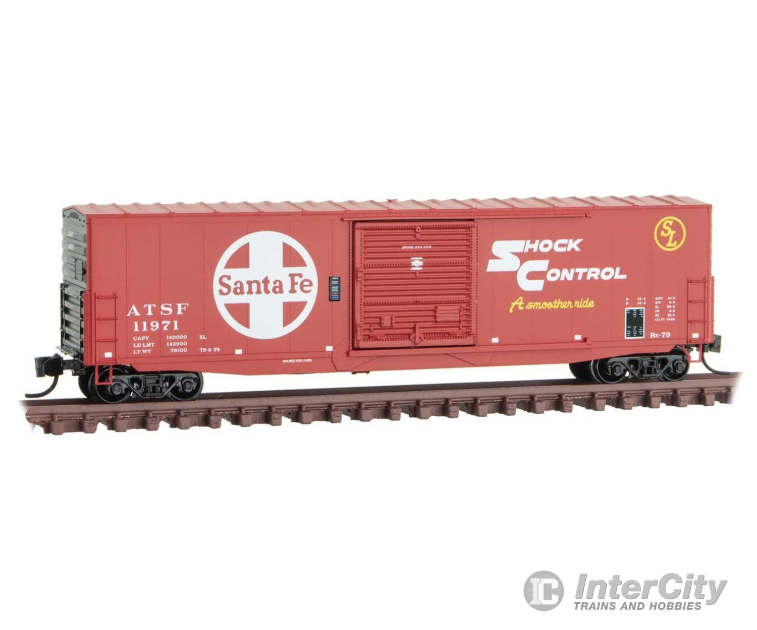 Micro Trains N 18000240 50 Boxcar With 10 Door No Roofwalk Short Ladders - Ready To Run -- Santa Fe