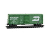 Micro Trains N 19100010 40’ Plug & Sliding Door Boxcar No Roofwalk - Burlington Northern #190212 (Cascade Green white