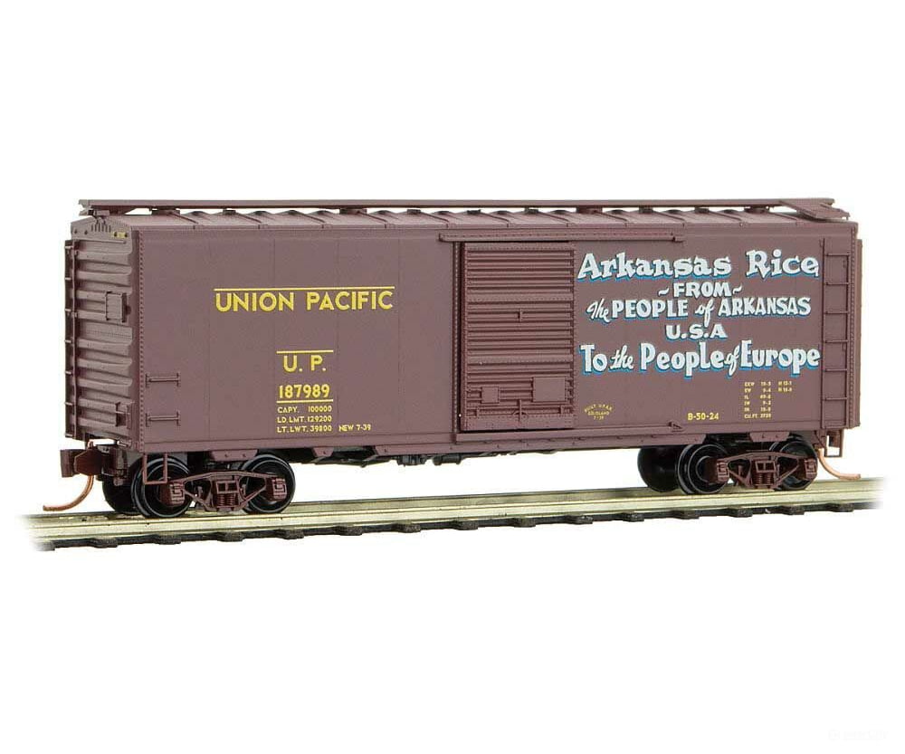 Micro Trains N 2000017 40 Single-Door Boxcar - Ready To Run -- Union Pacific #187889 (Boxcar Red