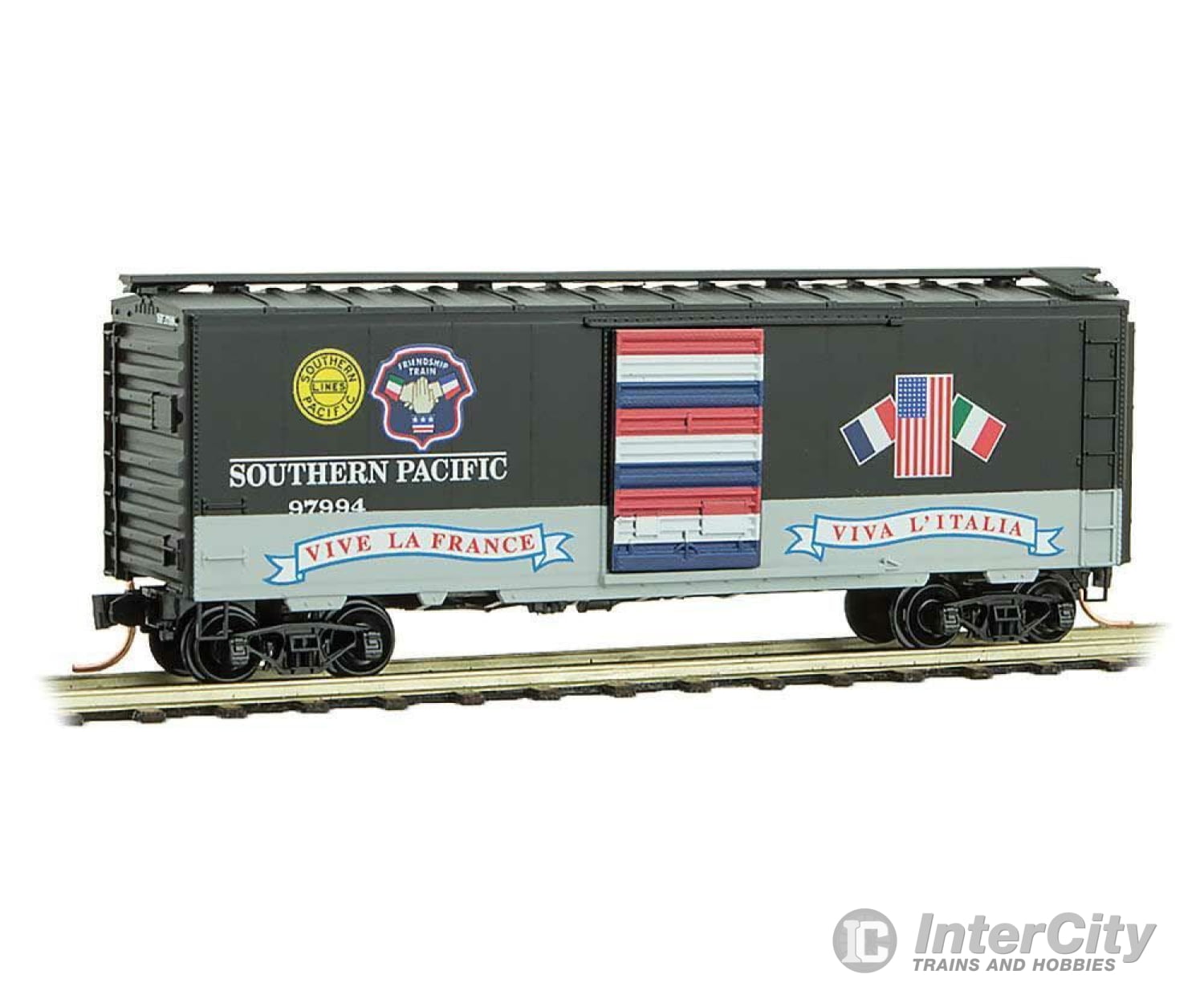 Micro Trains N 2000027 40 Single-Door Boxcar - Ready To Run -- Southern Pacific 97994 (Black Gray