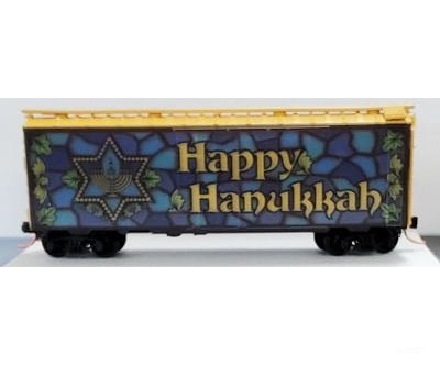 Micro Trains N 2100540 40 Plug-Door Boxcar - Ready To Run -- Hanukkah Car (Blue Gold) Freight Cars