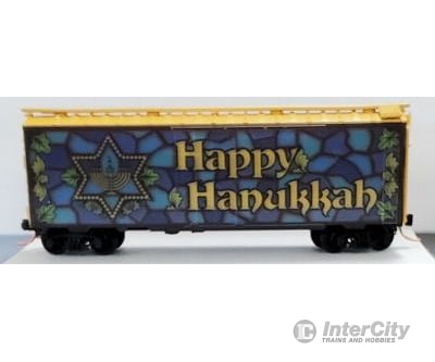 Micro Trains N 2100540 40 Plug-Door Boxcar - Ready To Run -- Hanukkah Car (Blue Gold) Freight Cars