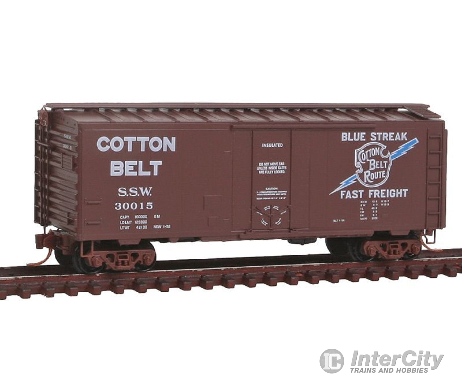 Micro Trains N 2100550 40 Plug-Door Boxcar - Ready To Run -- Cotton Belt Ssw #30015 (Boxcar Red