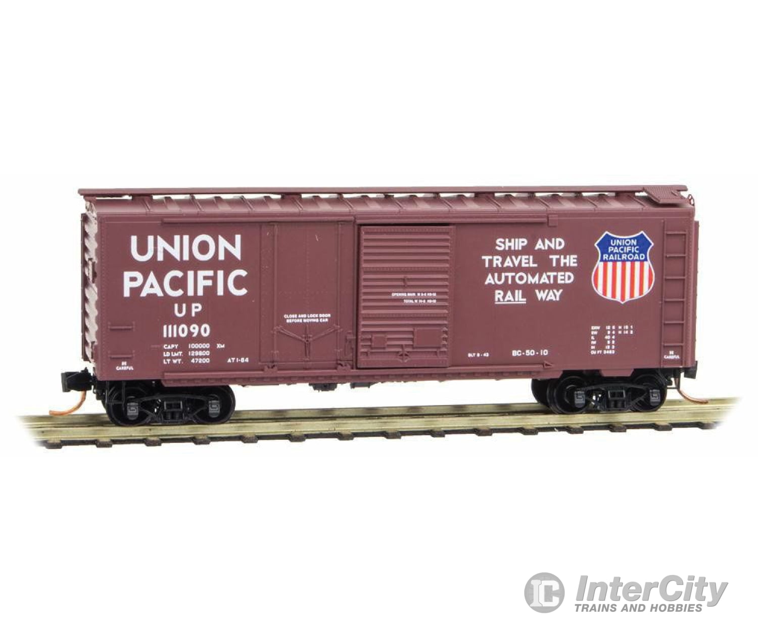 Micro Trains N 2200191 40 Plug & Sliding Door Boxcar - Ready To Run -- Union Pacific #111090 (Boxcar