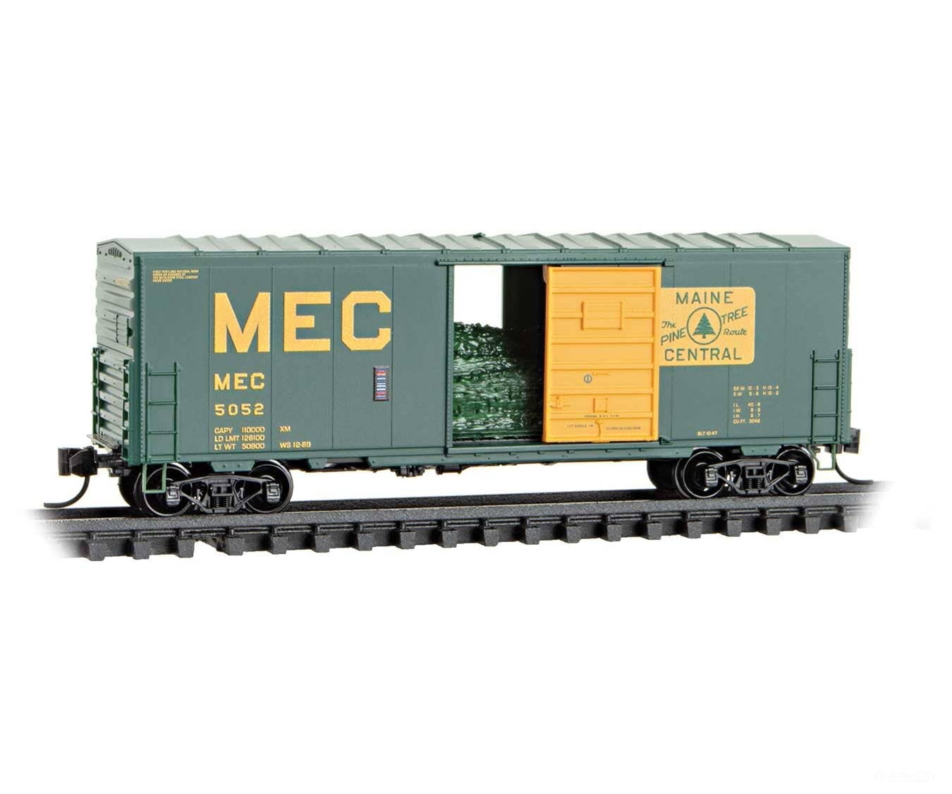 Micro Trains N 2400580 40’ Single-Door Boxcar No Roofwalk - Maine Central #5052 (Green Harvest