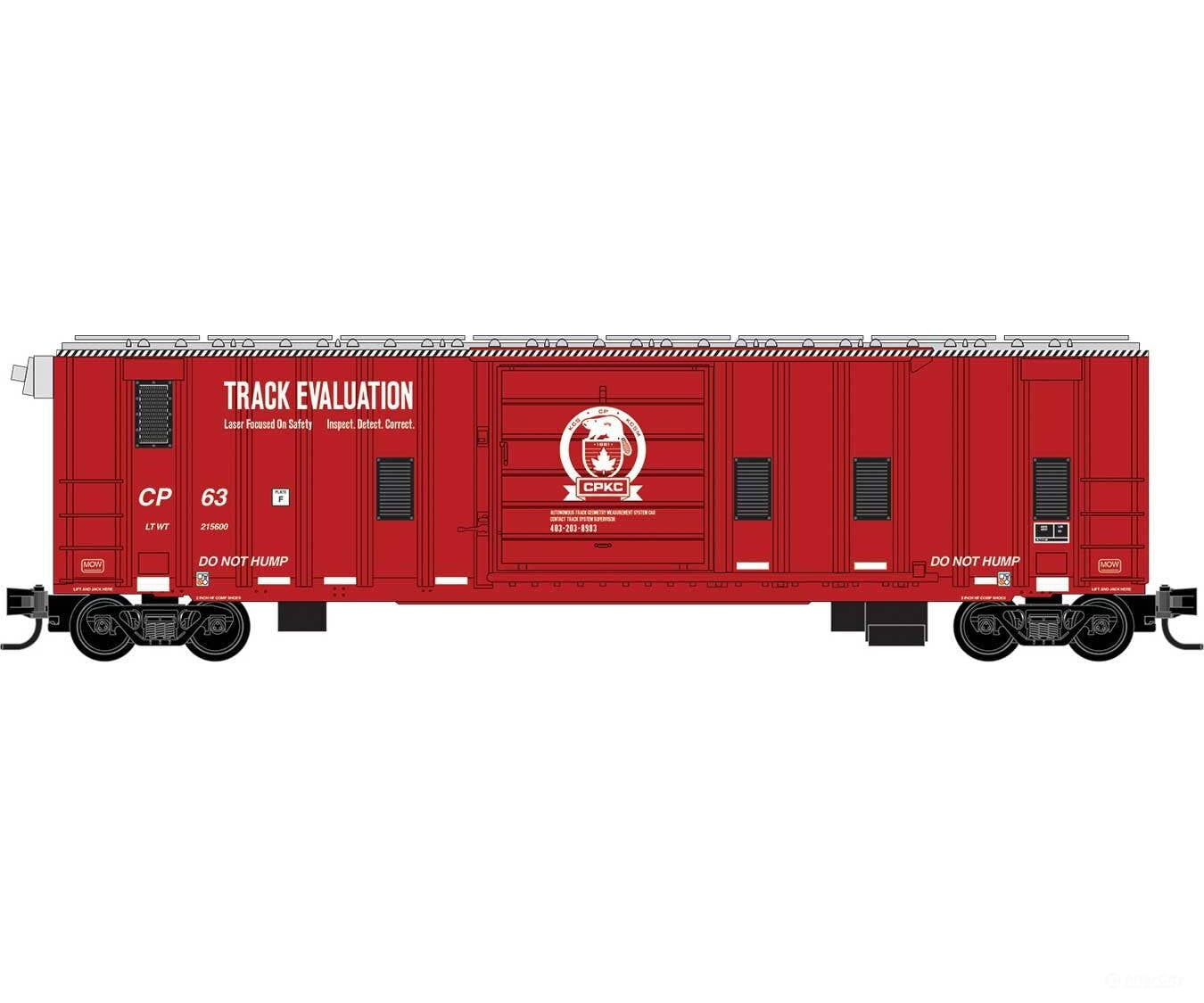 Micro Trains N 2500366 50’ Rib-Side Track Inspection Car No Roofwalk - Canadian Pacific Kansas City CPKC CP #63 (red