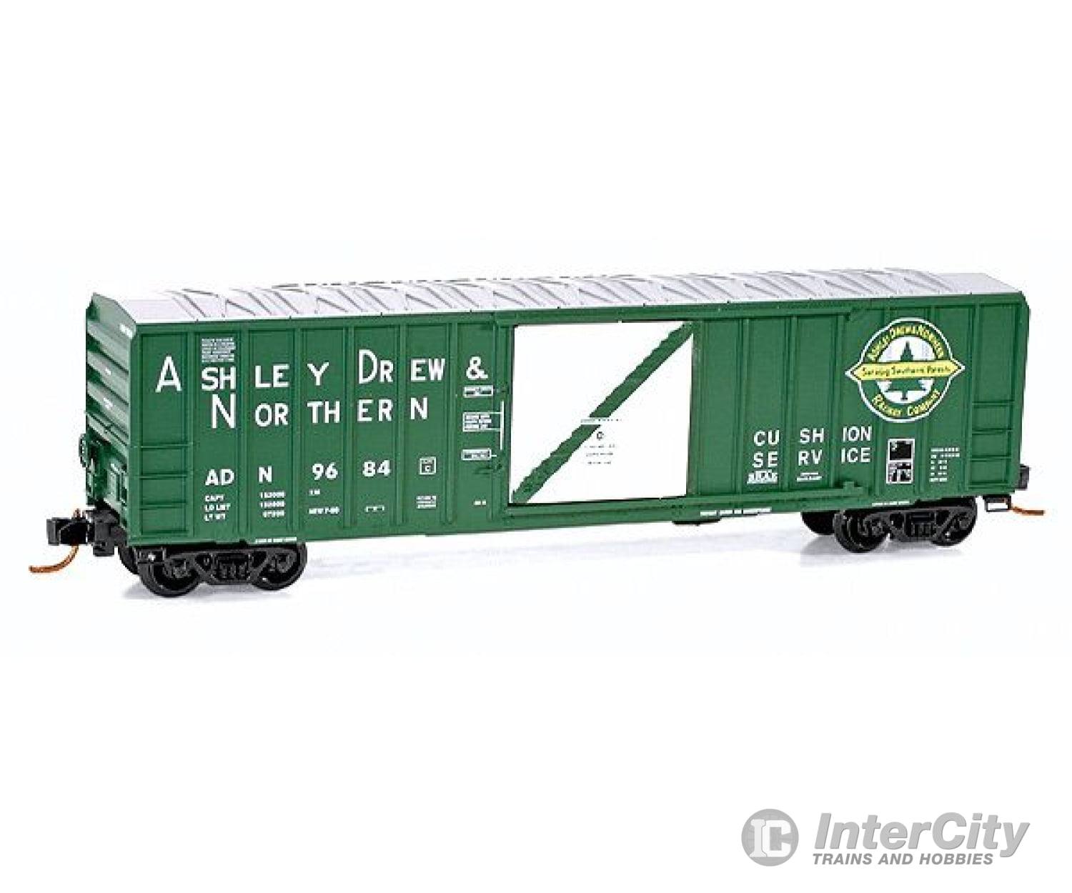 Micro Trains N 2500590 50 Ribside Boxcar Single Door No Roofwalk -- Ashley Drew & Northern (Green