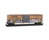 Micro Trains N 25144011 50’ Rib-Side Single-Door Boxcar No Roofwalk - Railbox #20480 (Weathered yellow black graffiti)