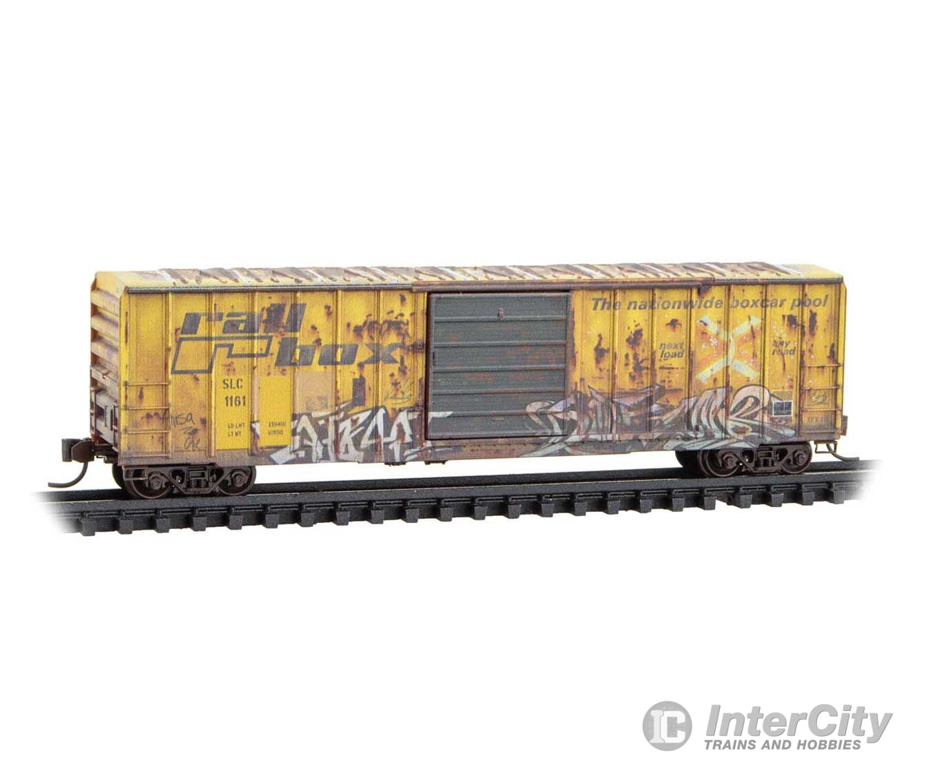 Micro Trains N 2544442 50’ Rib-Side Single-Door Boxcar No Roofwalk - San Luis Central #1161 (Weathered Ex-Railbox