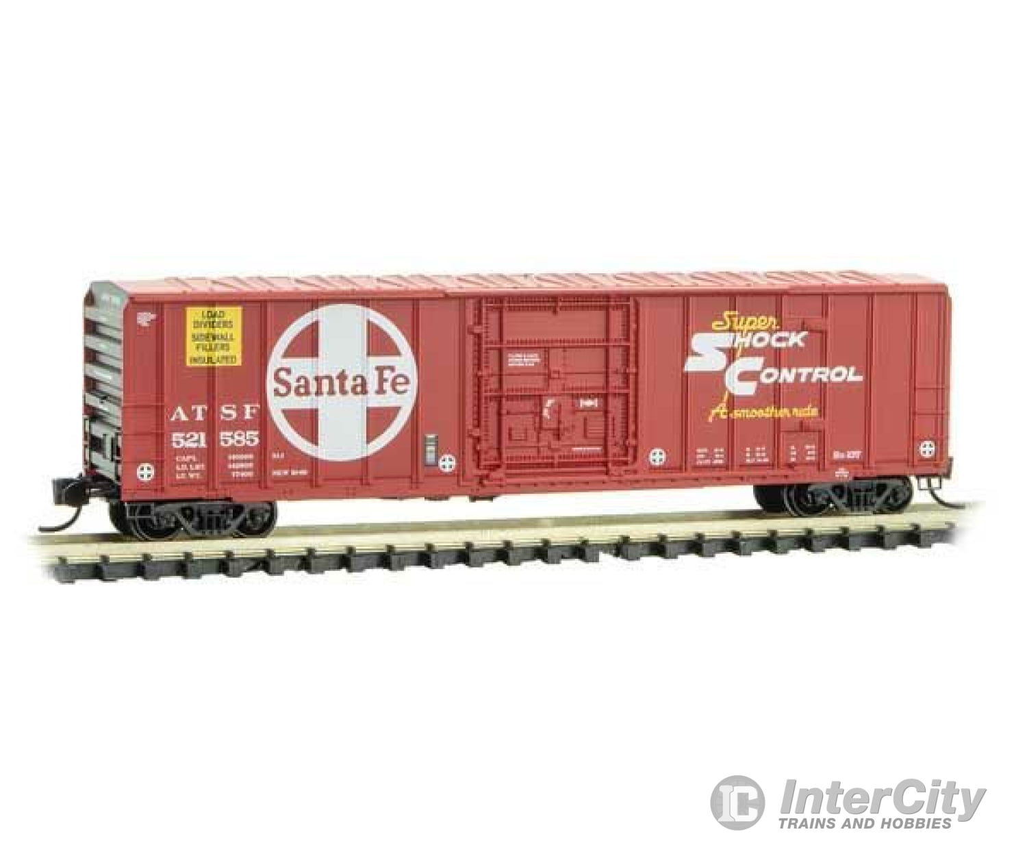 Micro Trains N 2700452 50 Rib-Side Plug-Door Boxcar No Roofwalk - Ready To Run -- Santa Fe #521585