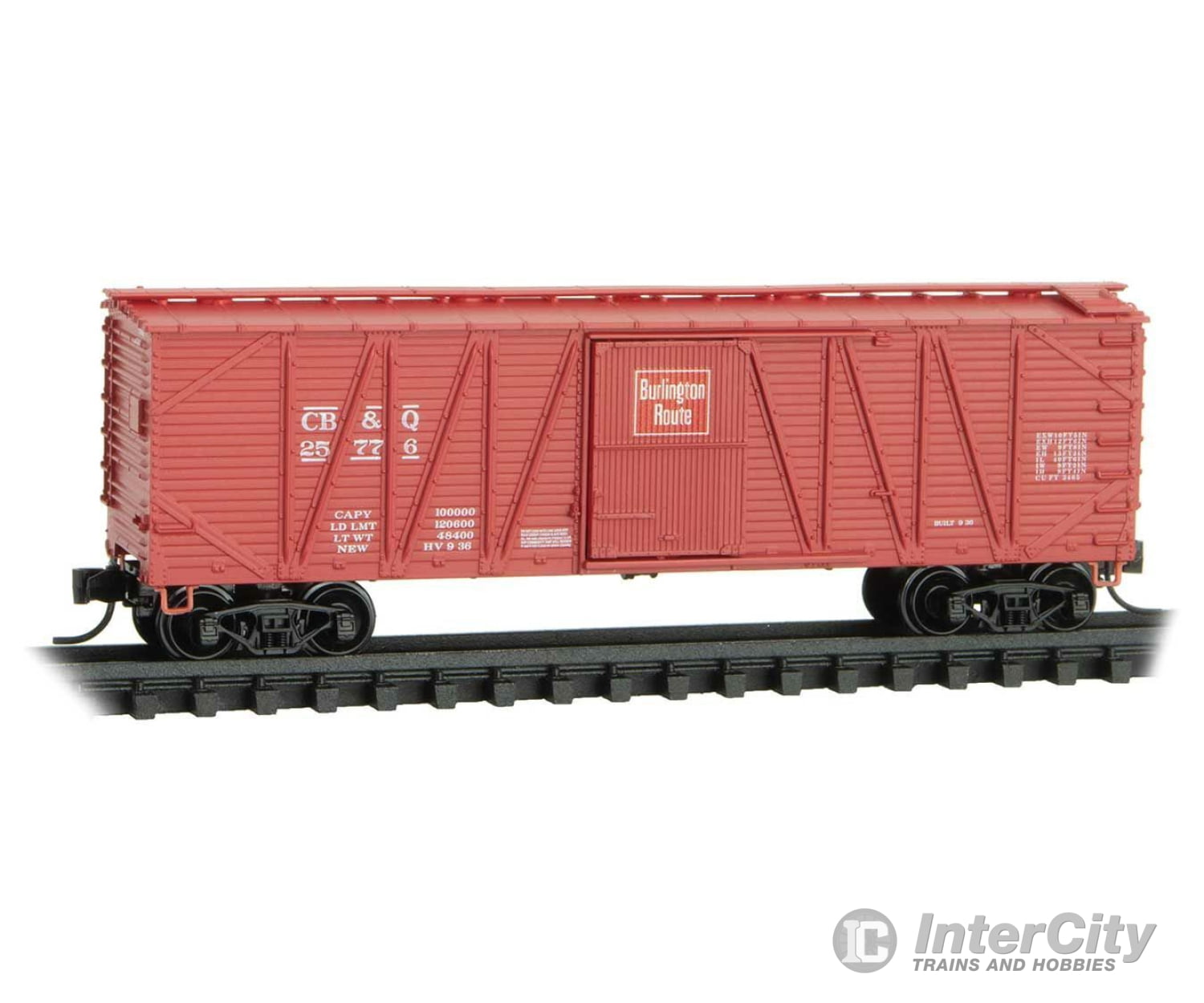 Micro Trains N 2800270 40 Outside-Braced Single-Door Boxcar - Ready To Run -- Chicago Burlington &