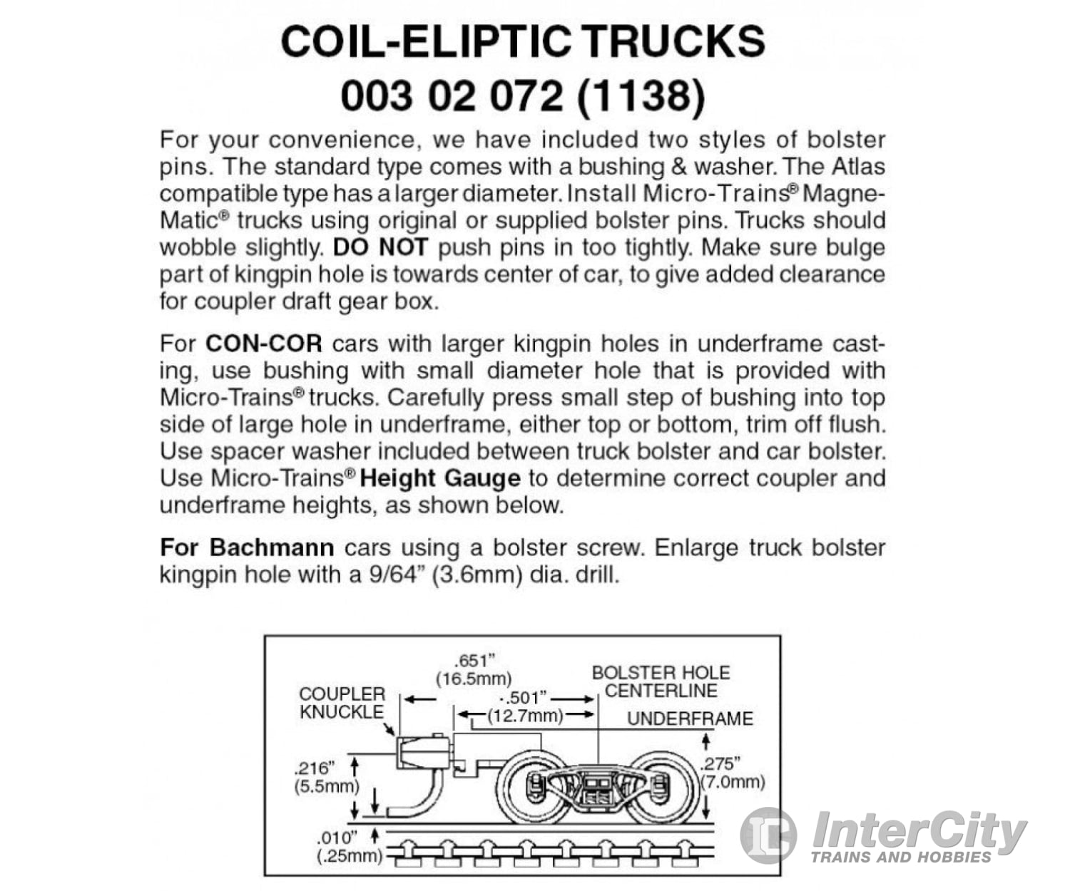 Micro Trains N 302072 Coil-Elliptic Trucks -- With Medium Extension Couplers 1 Pair &