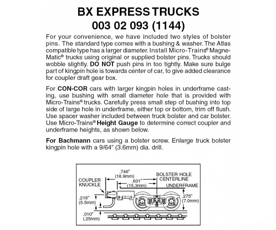 Micro Trains N 302093 Rea Express Reefer Style Trucks -- With Medium Extension Couplers 1 Pair &