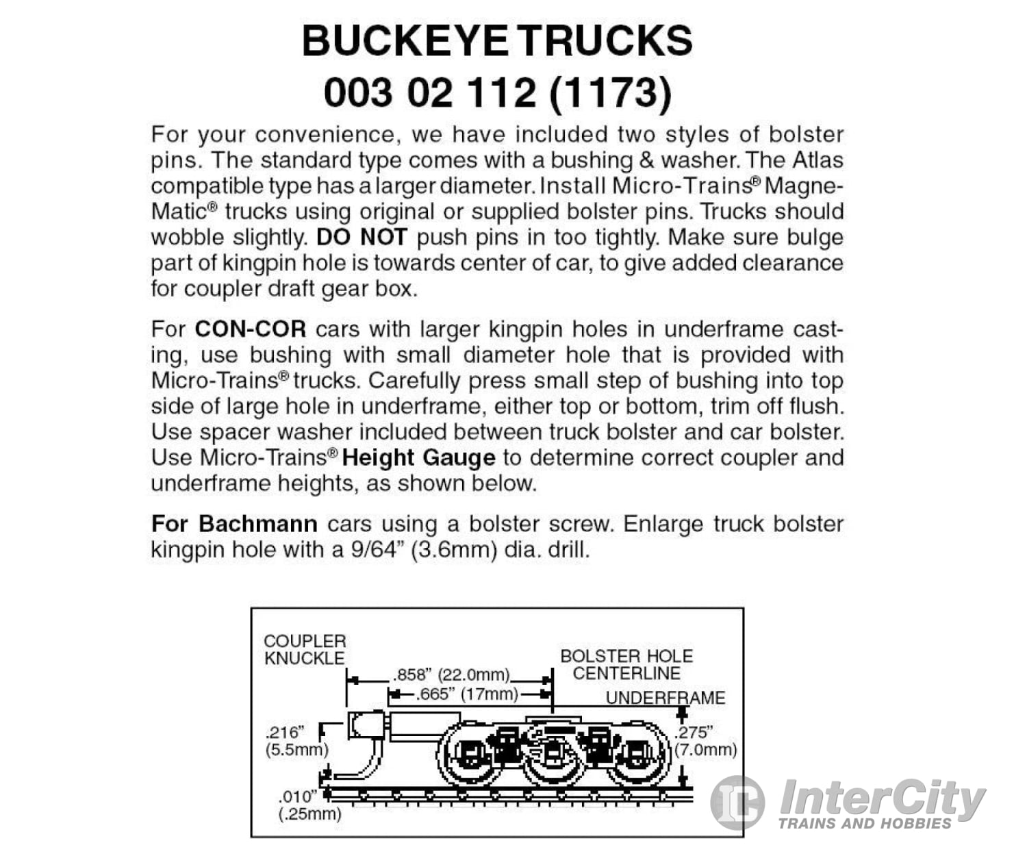 Micro Trains N 302112 Freight Car Trucks 1 Pair -- Buckeye 3-Axle 6-Wheel W/Medium Extension Mounted