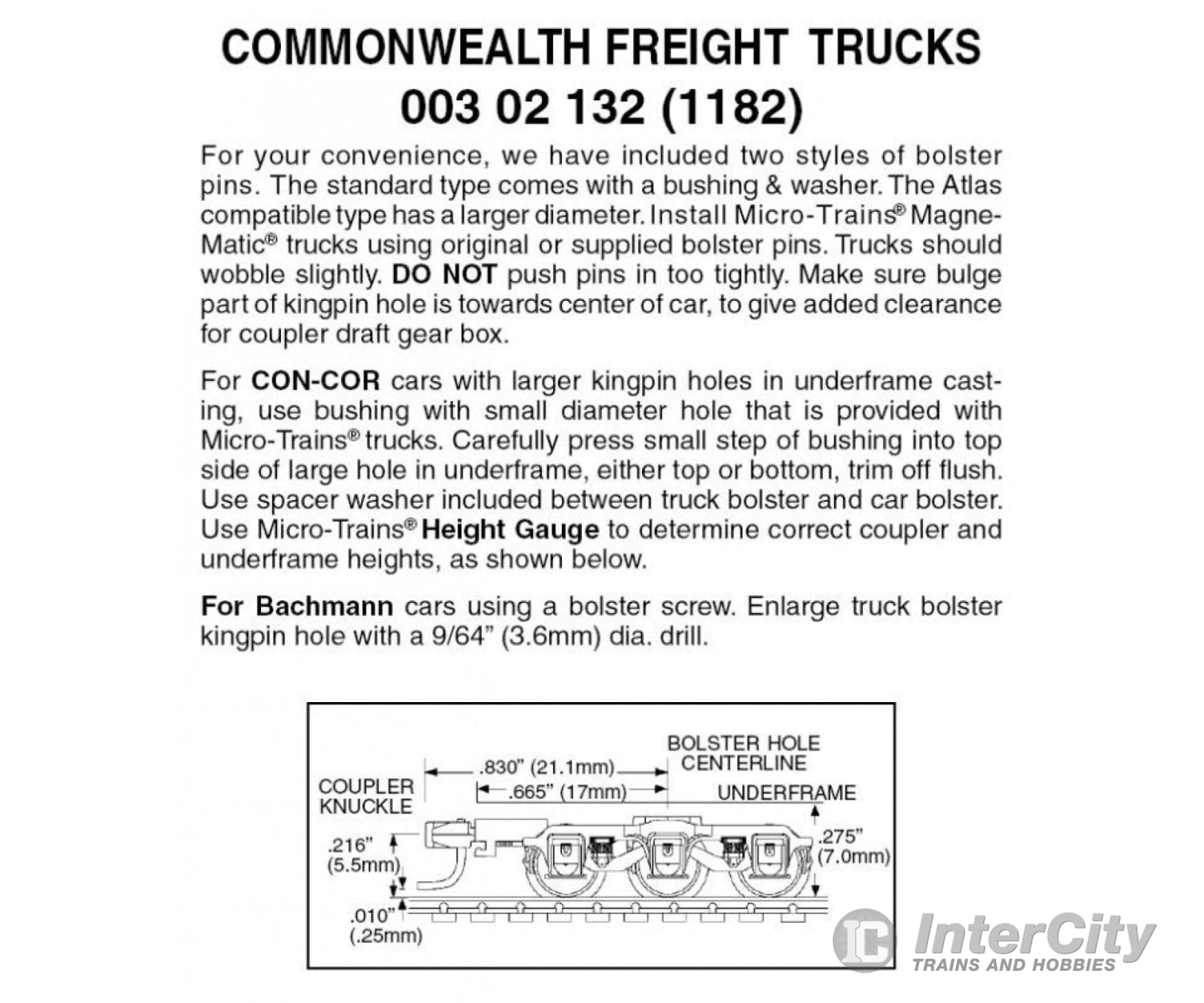 Micro Trains N 302132 Freight Car Trucks 1 Pair -- 6-Wheel Commonwealth W/Medium Extended Couplers &