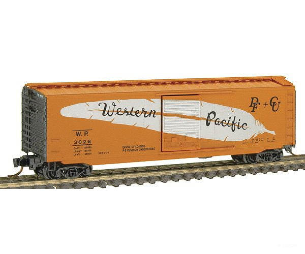 Micro Trains N 3100290 50 Boxcar W/Single Youngstown Door -- Western Pacific #3026 (Orange Black