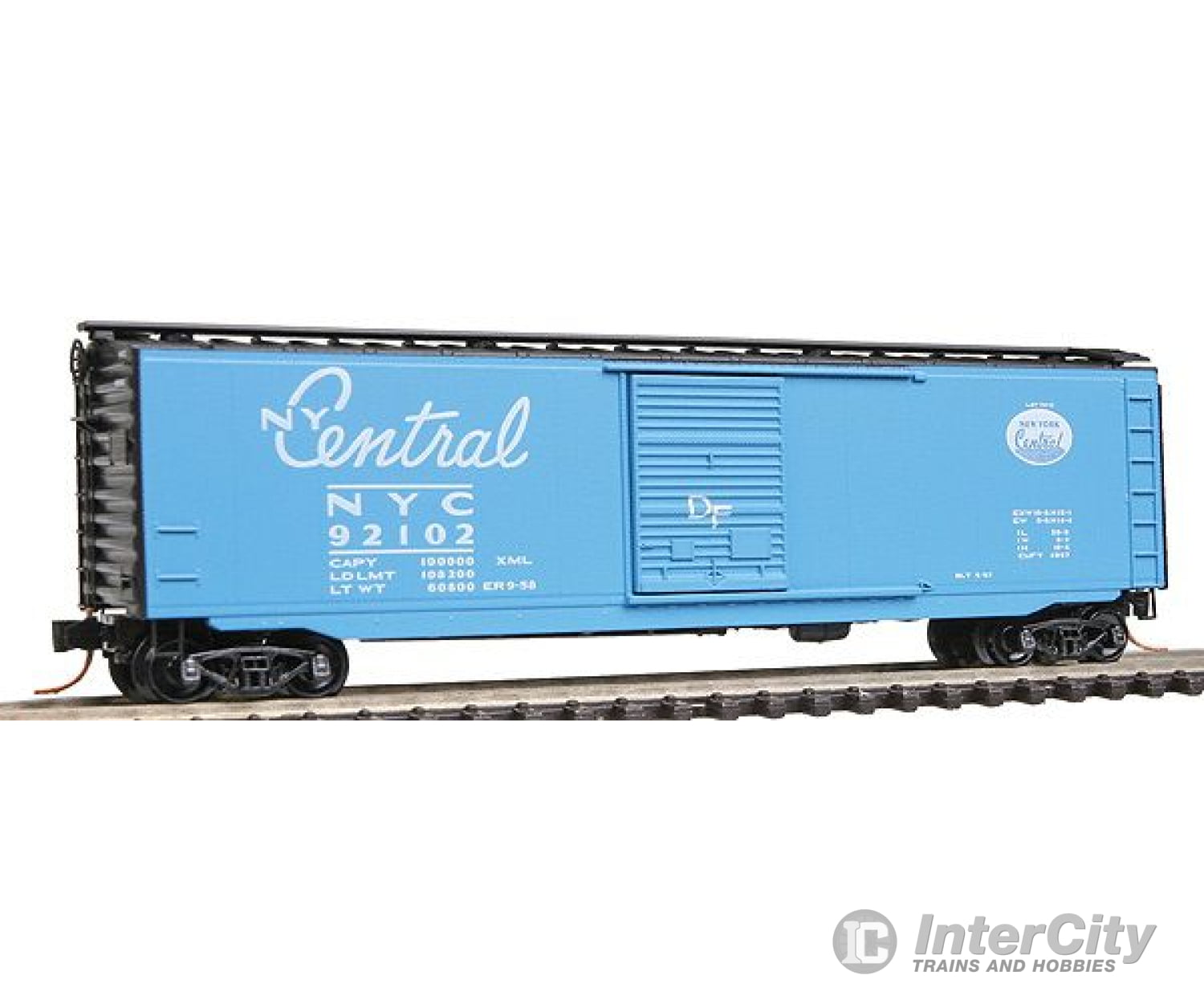 Micro Trains N 3100310 50 Standard Boxcar Single Door -- New York Central #92102 (Light Blue Black