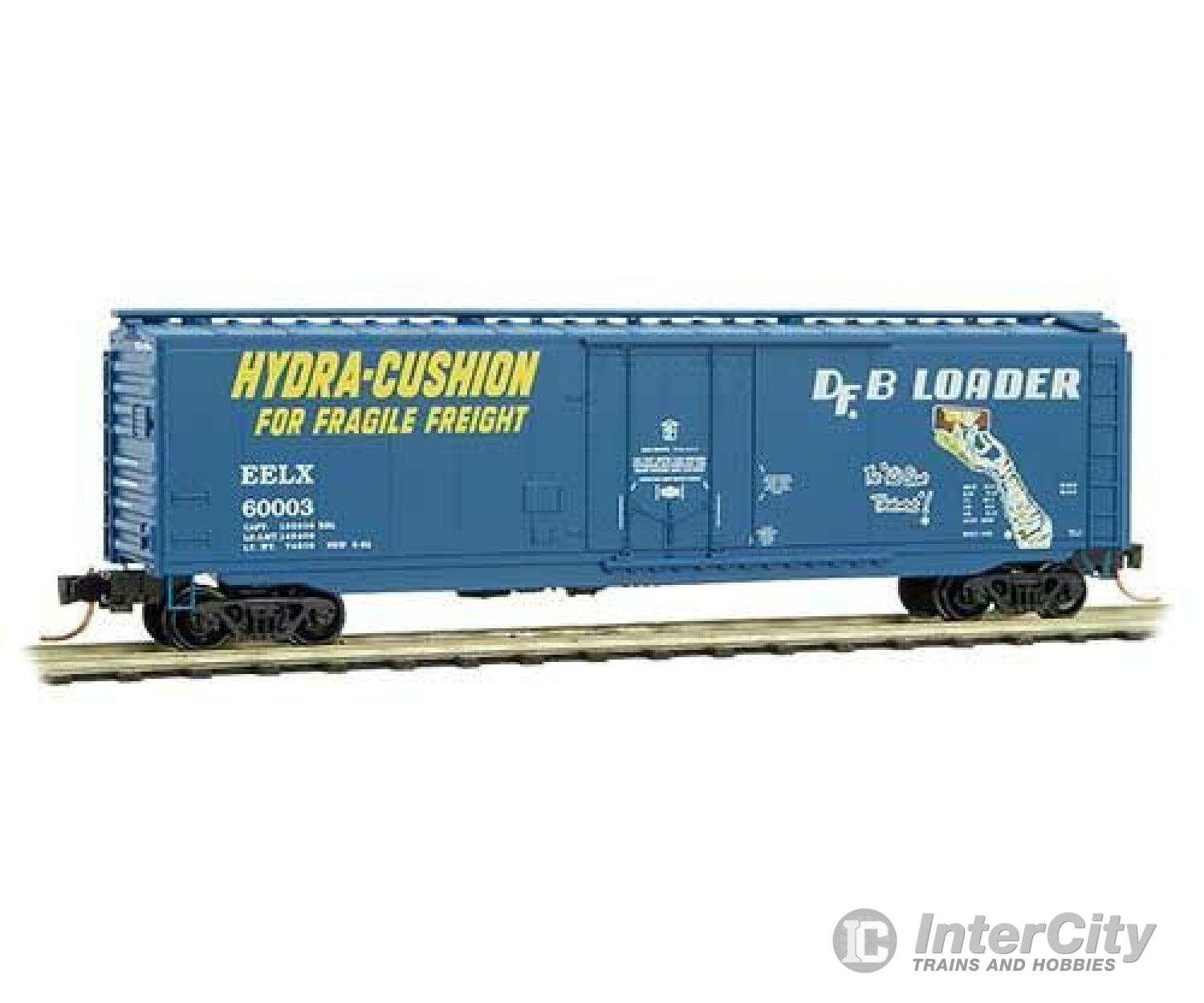 Micro Trains N 3200500 50 Plug-Door Boxcar - Ready To Run -- Evans Eelx 60003 (Blue Yellow White Dfb