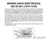 Micro Trains N 325001 Arch Bar Trucks -- With Short Extended Couplers (Brown) 10 Pairs &