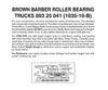 Micro Trains N 325041 Barber Roller Bearing With Short Extension Couplers -- Brown 10 Pairs & Trucks