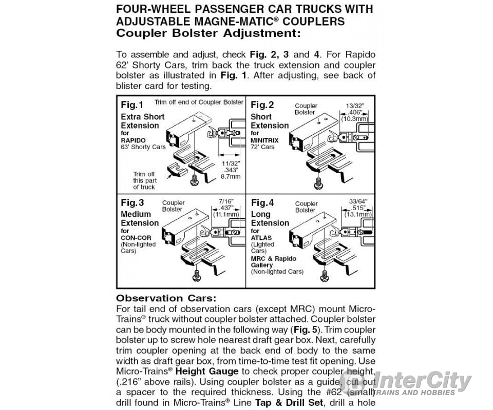 Micro Trains N 342051 Four-Wheel Passenger Car Trucks -- Standard W/Adjustable Couplers (Silver) 1