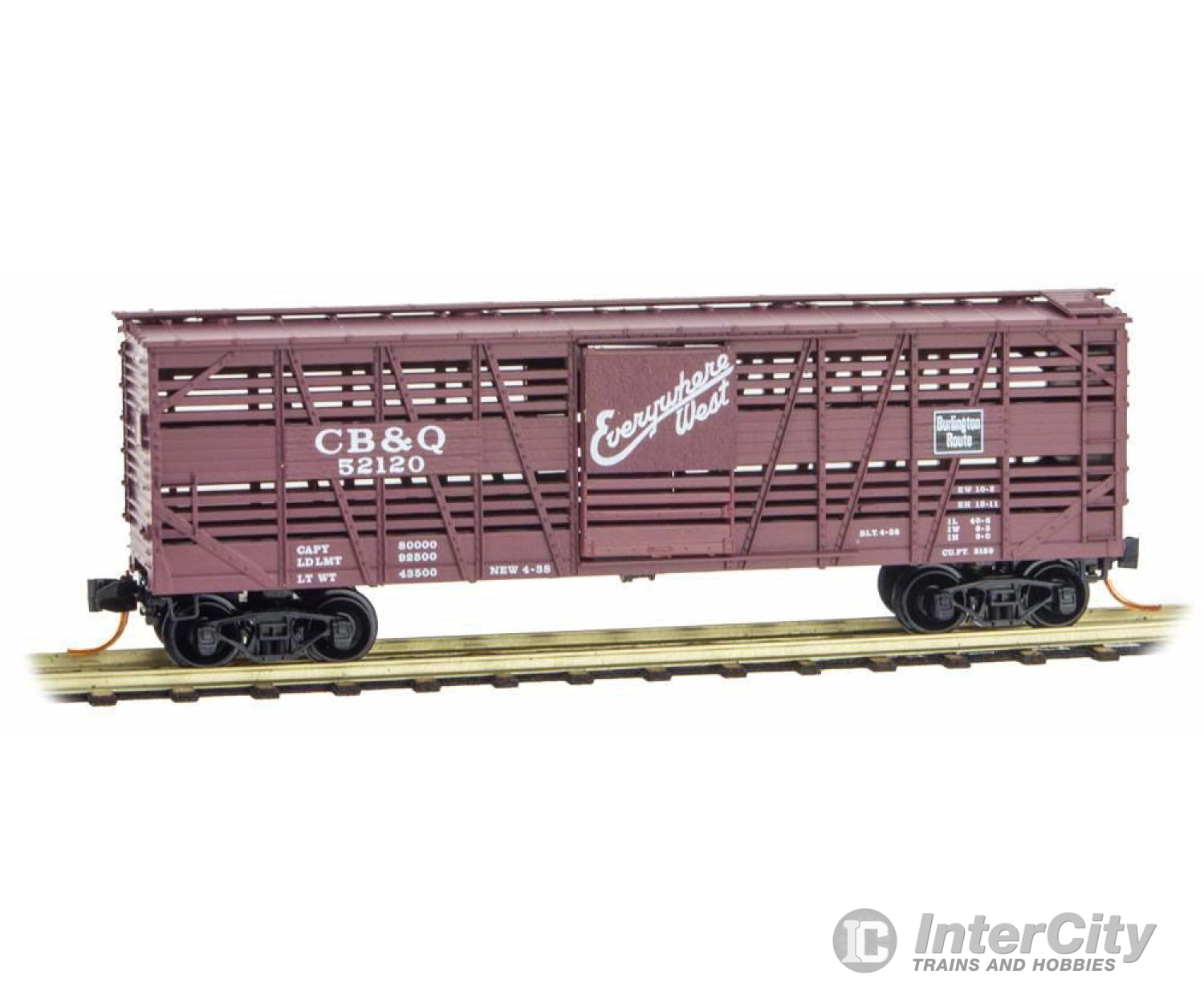 Micro Trains N 3500130 40 Despatch Stock Car - Ready To Run -- Chicago Burlington & Quincy #52120