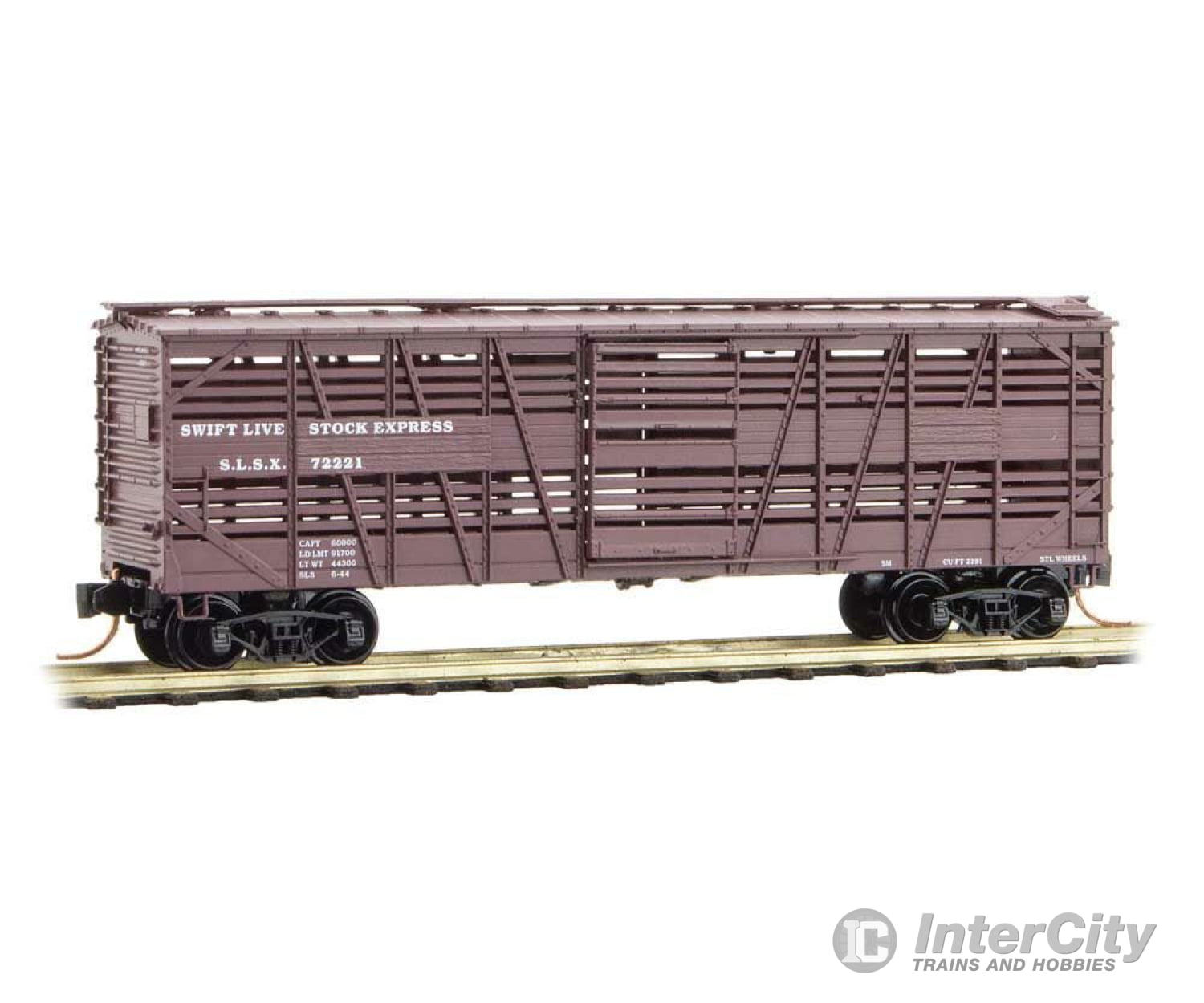 Micro Trains N 3500300 40 Despatch Stock Car - Ready To Run -- Swift Live Express 72221 (Boxcar Red)