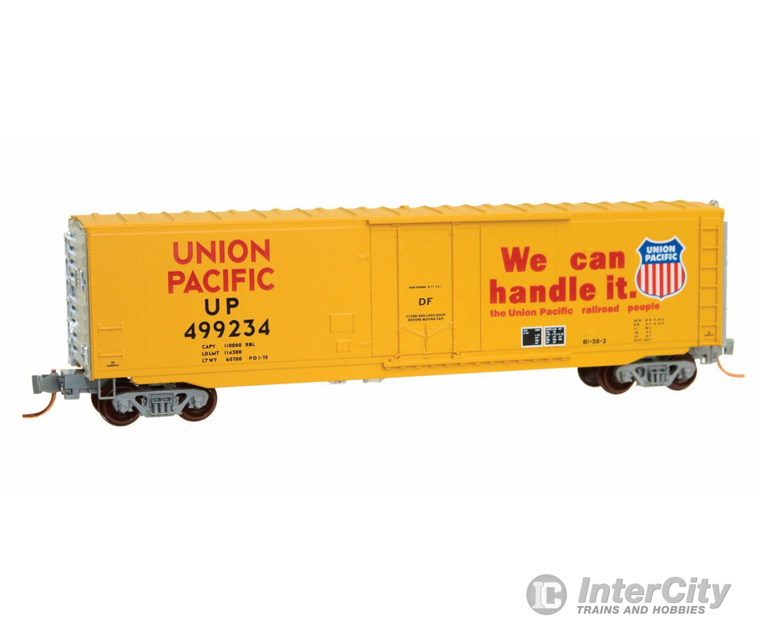 Micro Trains N 3800300 50 Plug-Door Boxcar No Roofwalk - Ready To Run -- Union Pacific #499234