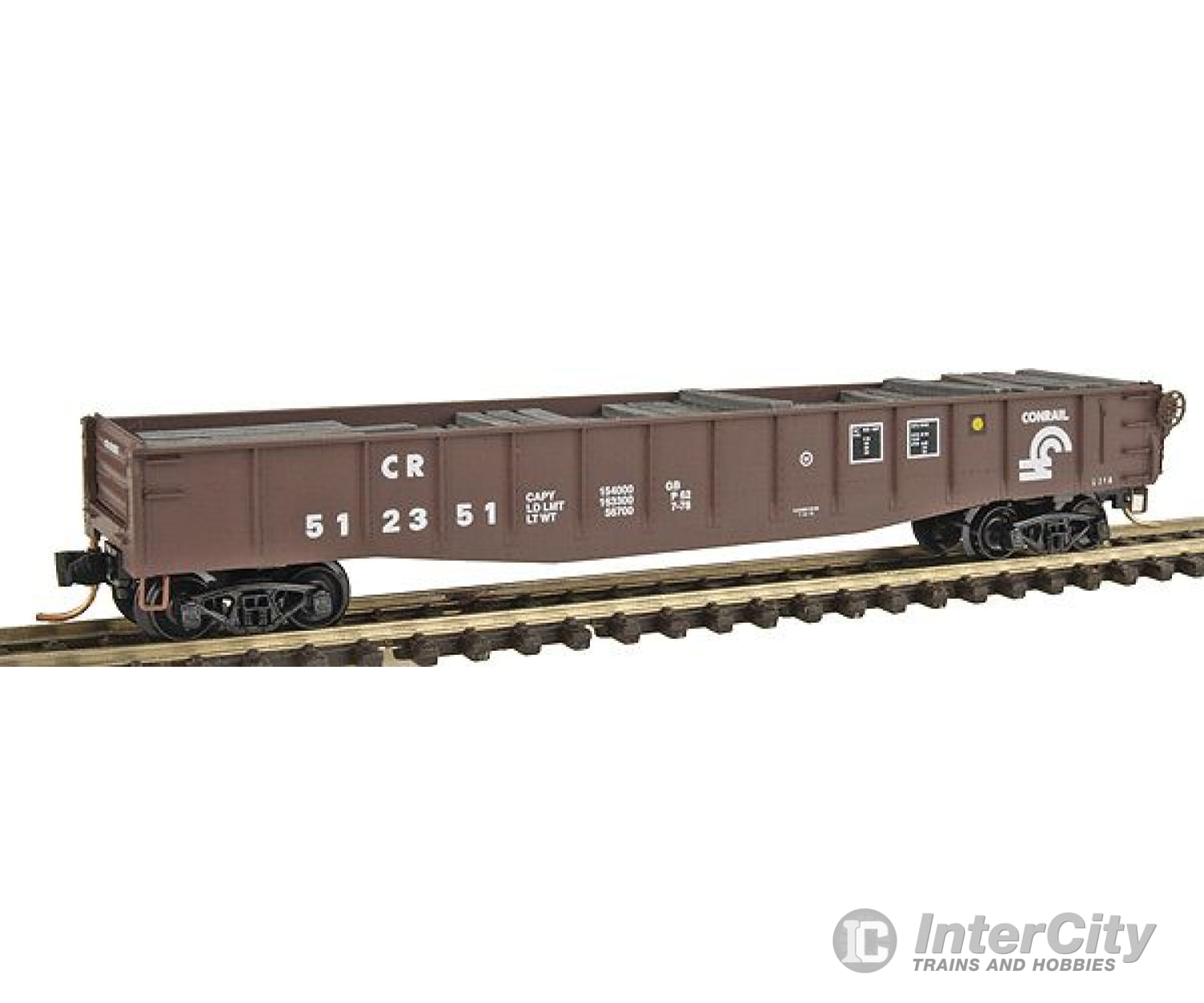 Micro Trains N 4600320 50 Gondola W/Fishbelly Sides Drop Ends W/Railroad Tie Load -- Conrail #512351