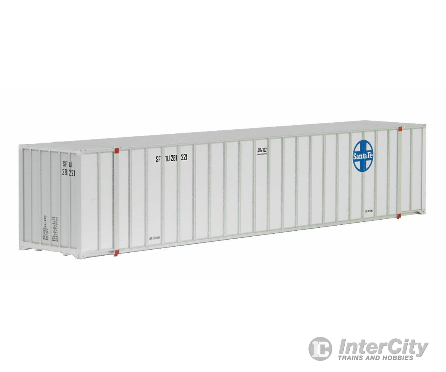 Micro Trains N 46800082 48 Rib-Side Container - Assembled -- Santa Fe Sftu #281366 (White Blue