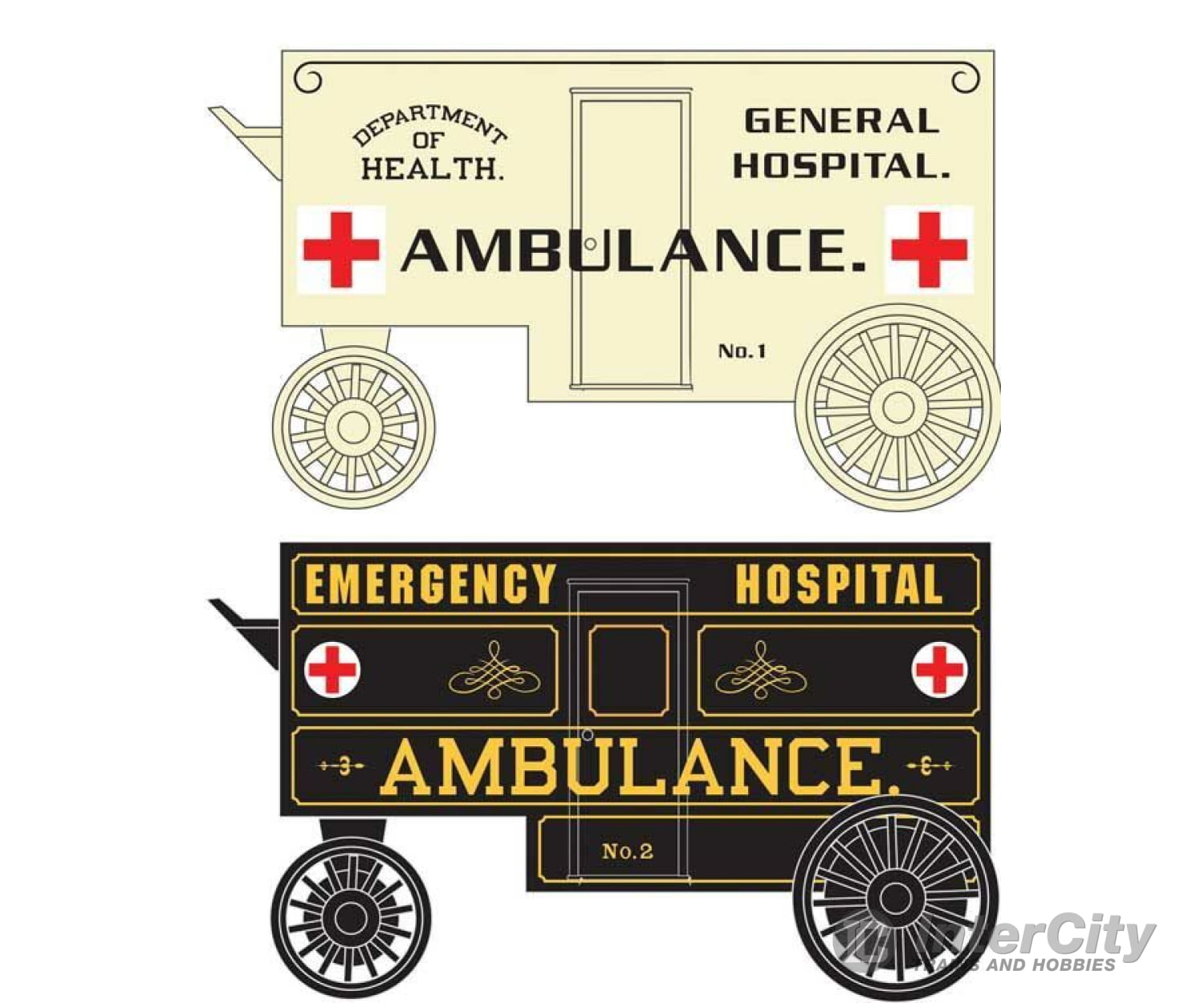 Micro Trains N 47000299 Horse-Drawn Ambulance Wagon 2-Pack - Assembled -- 1 Each: White Black Cars &