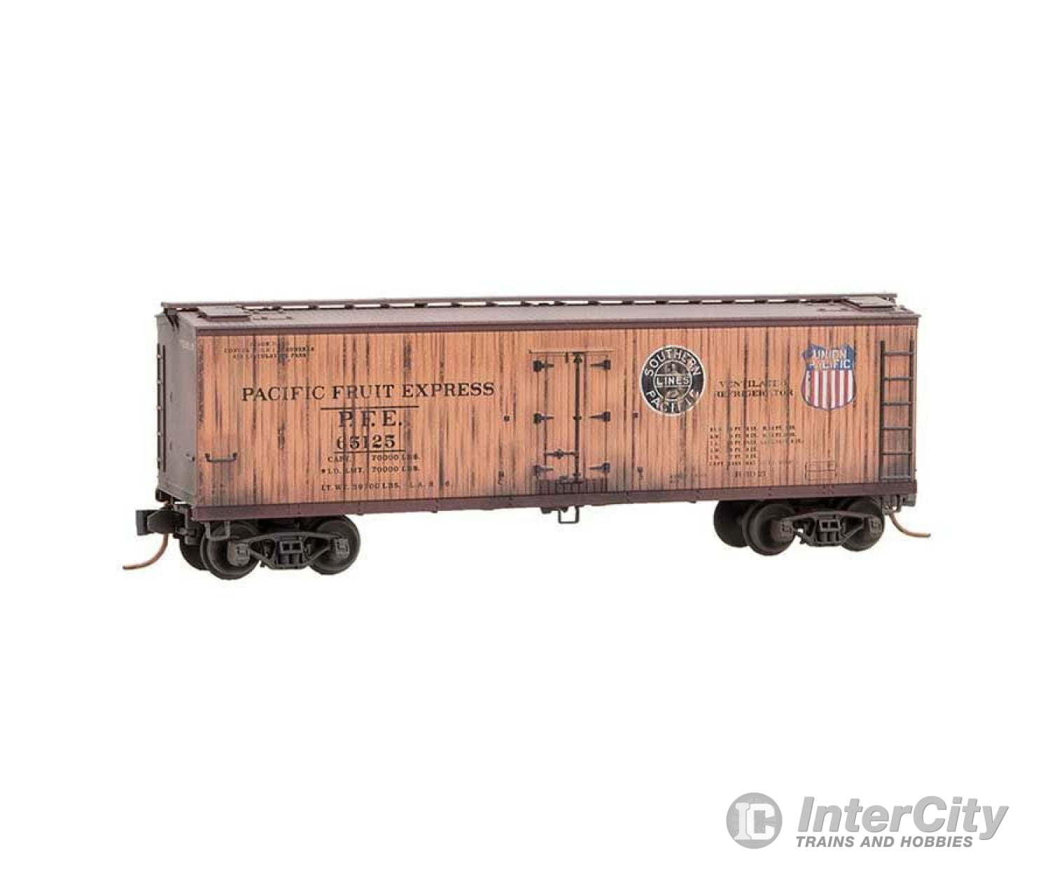 Micro Trains N 4744145 40 Double-Sheathed Wood Reefer - Ready To Run -- Pacific Fruit Express 65125