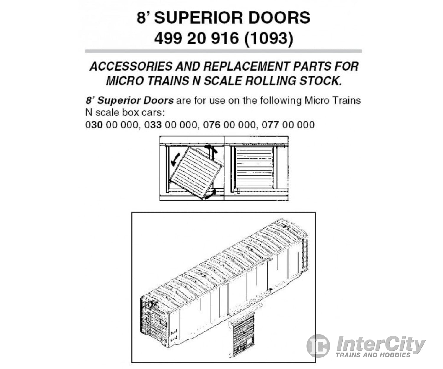 Micro Trains N 49920916 Box Car Doors -- 8 Superior Style - 50 Boxcars Pkg(12) Parts