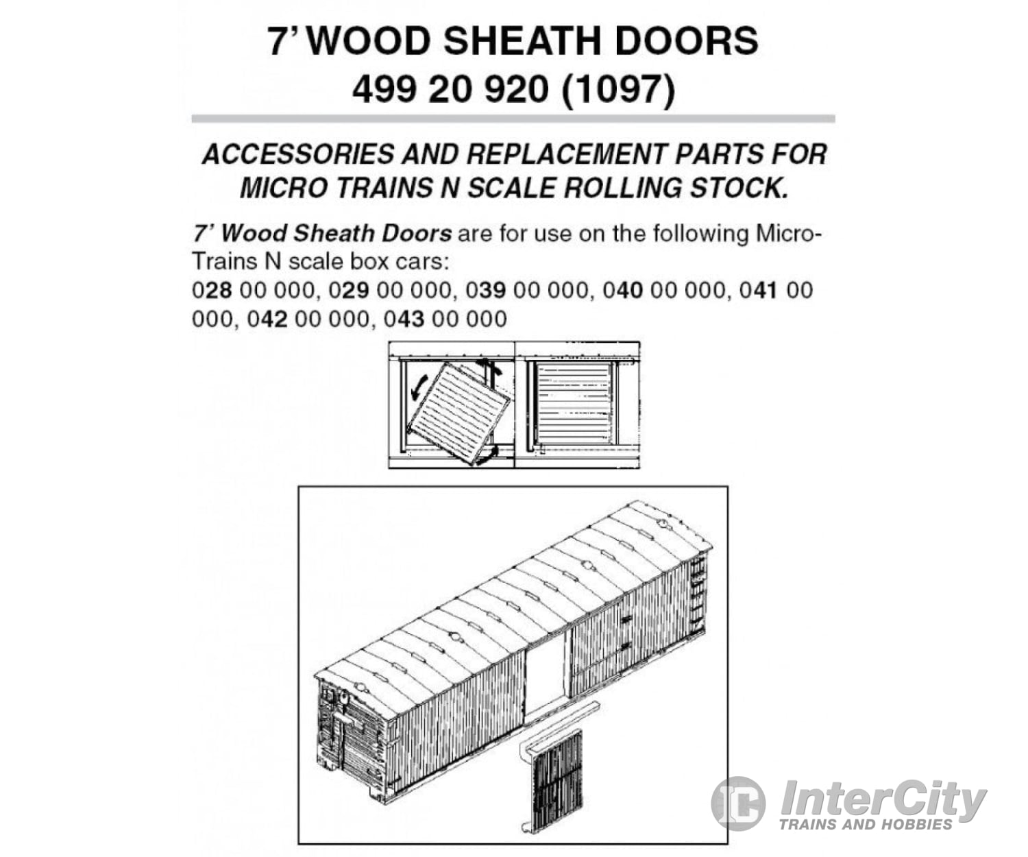 Micro Trains N 49920920 Box Car Doors -- 7 Wood - Single-/Double-Sheathed Cars Pkg(12) Parts
